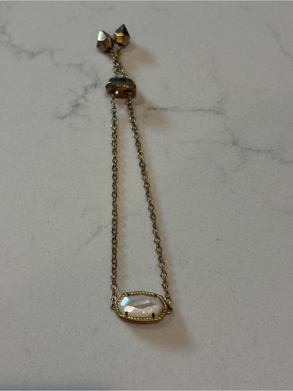 Kendra Scott Gold-Tone White Iridescent Stone Bracelet